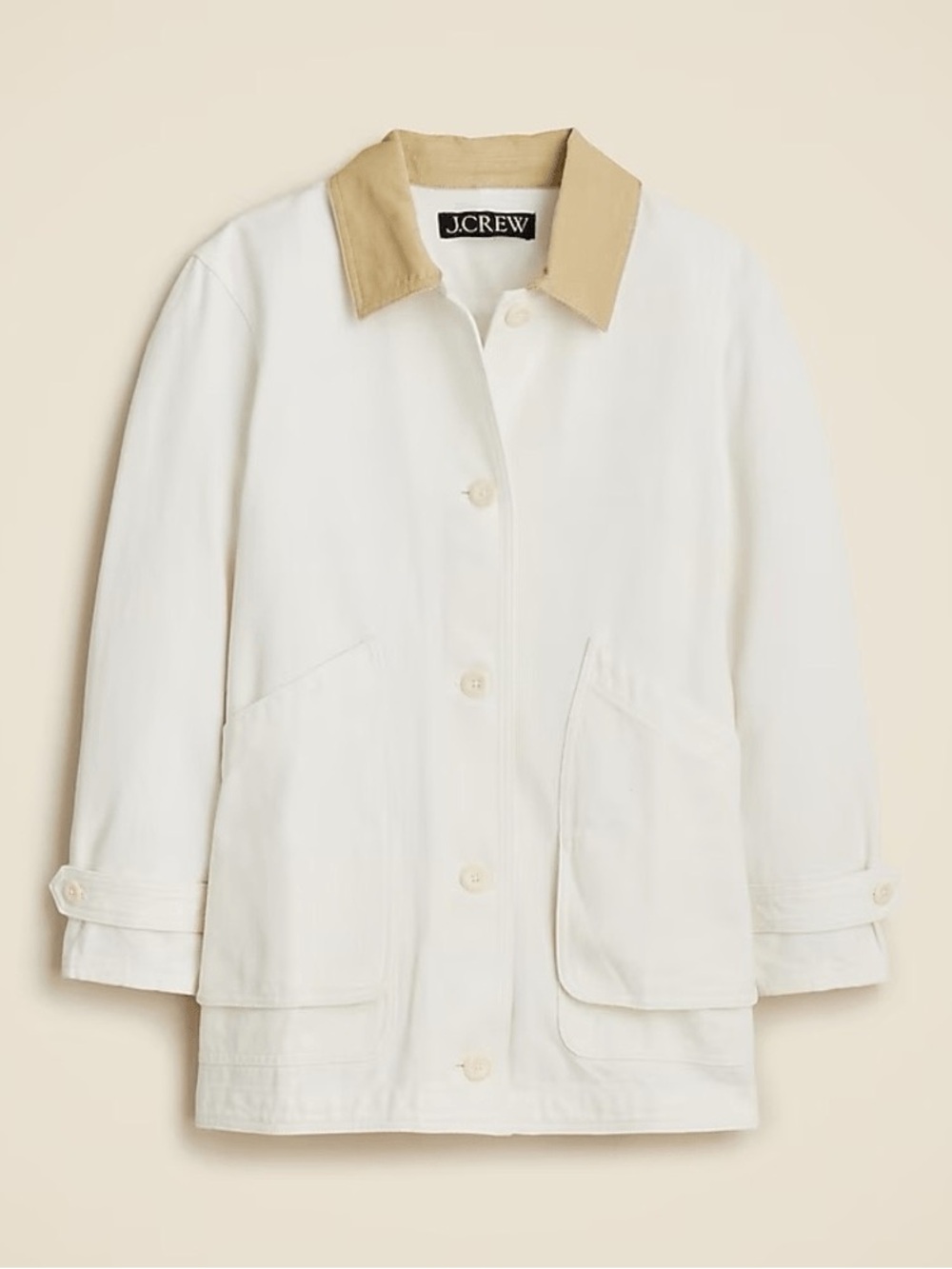J. Crew Cream Jacket with Tan Contrast Collar